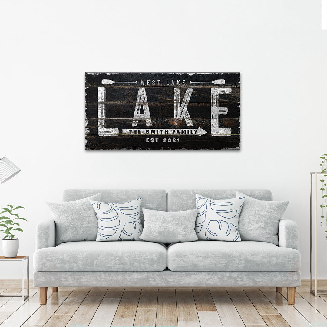 Wooden Lake Arrow Sign Style 1 - Image by Tailored Canvases