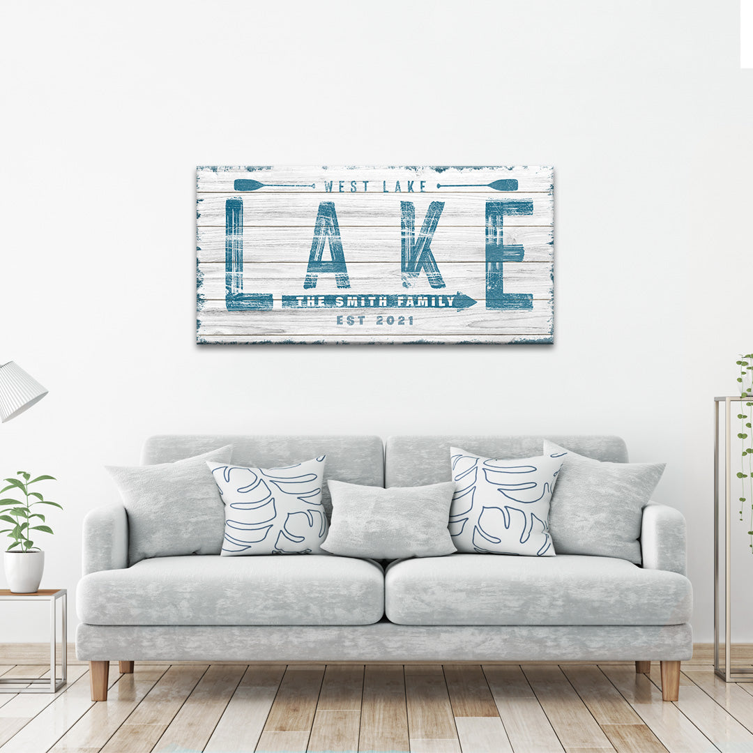 Wooden Lake Arrow Sign Style 2 - Image by Tailored Canvases