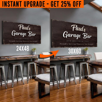 Upgrade Your 48x24 Inches 'Garage Bar' (Style 2) Canvas To 60x30 Inches