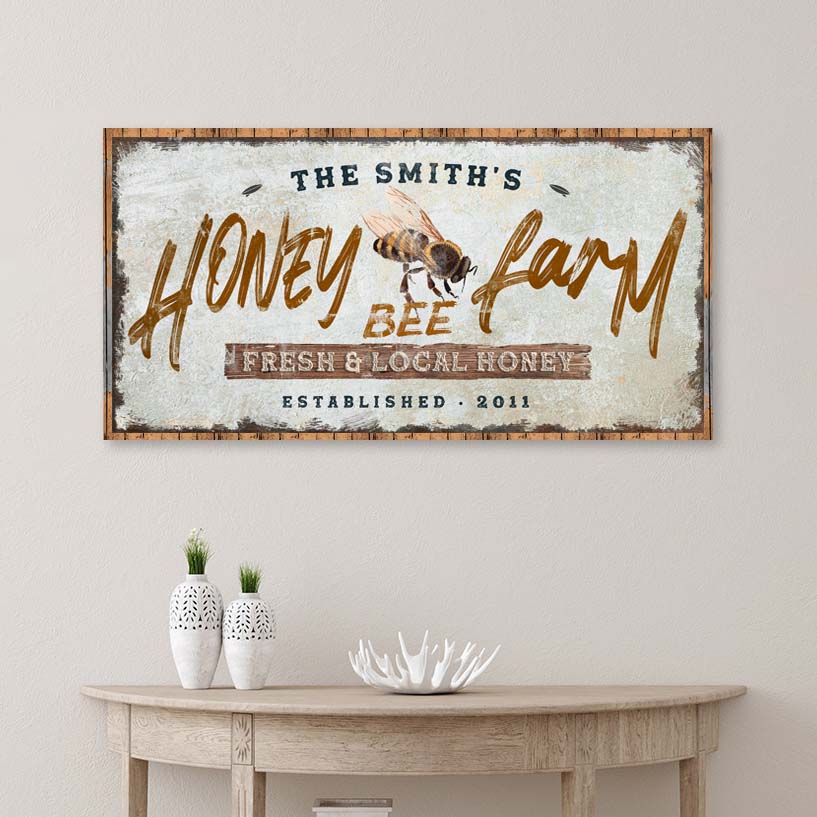 Honey Bee Farm Sign II Style 3 - Image by Tailored Canvases