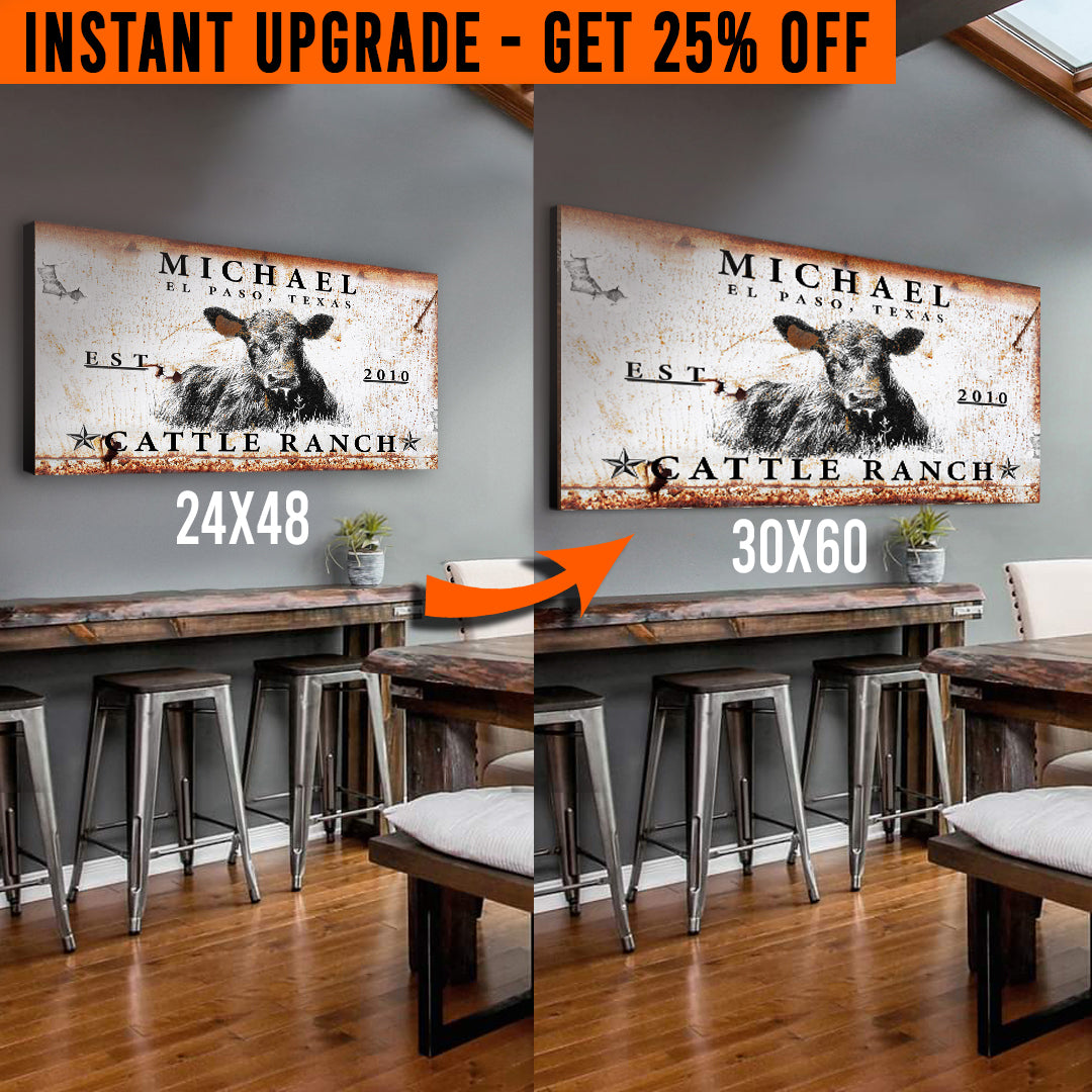 Upgrade Your 48x24 Inches 'Cattle Ranch' (Style 1) Canvas To 60x30 Inches