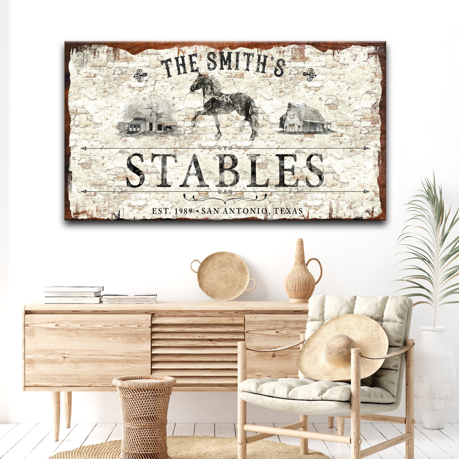 Rustic Stables Decor Sign Style 3 - Image by Tailored Canvases
