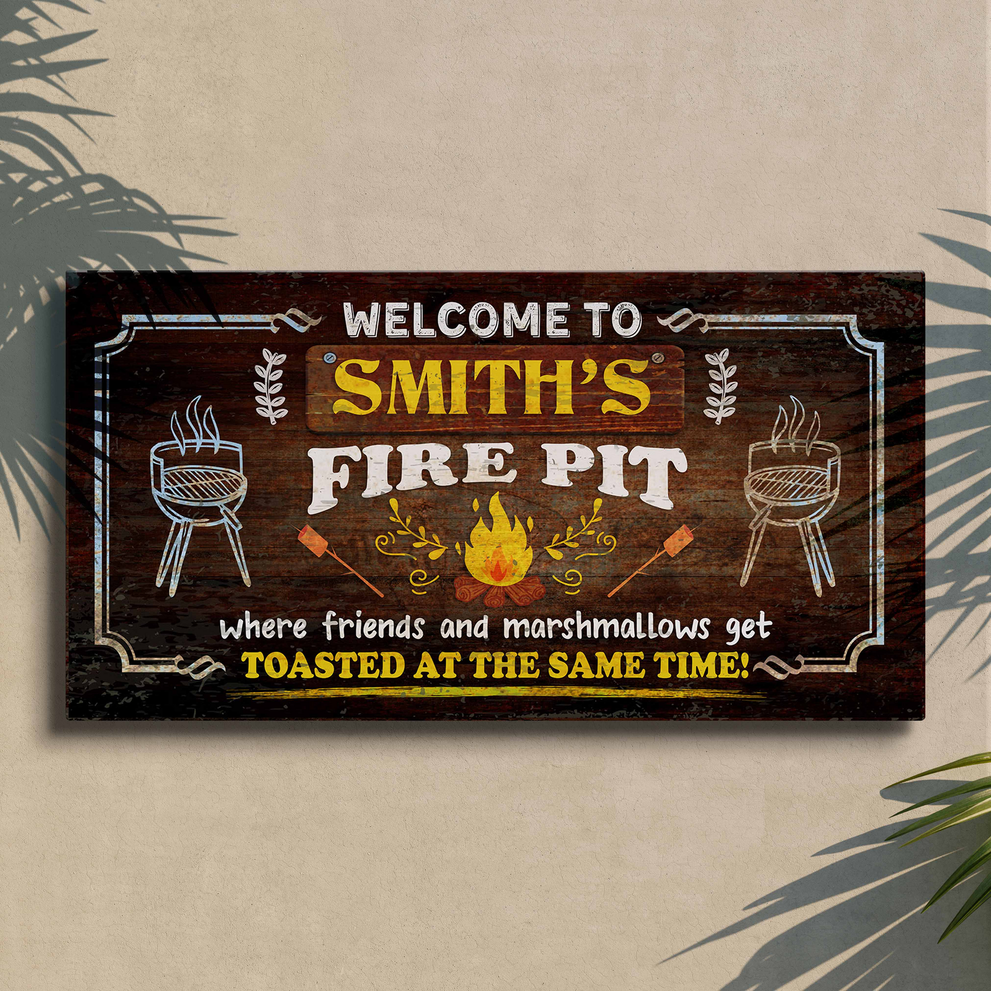 Welcome to Fire Pit Sign Style 4 - Image by Tailored Canvases
