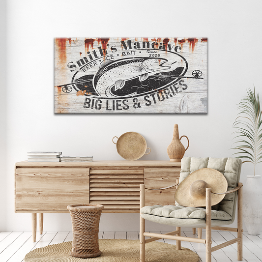Man Cave Fishing Sign - Image by Tailored Canvases