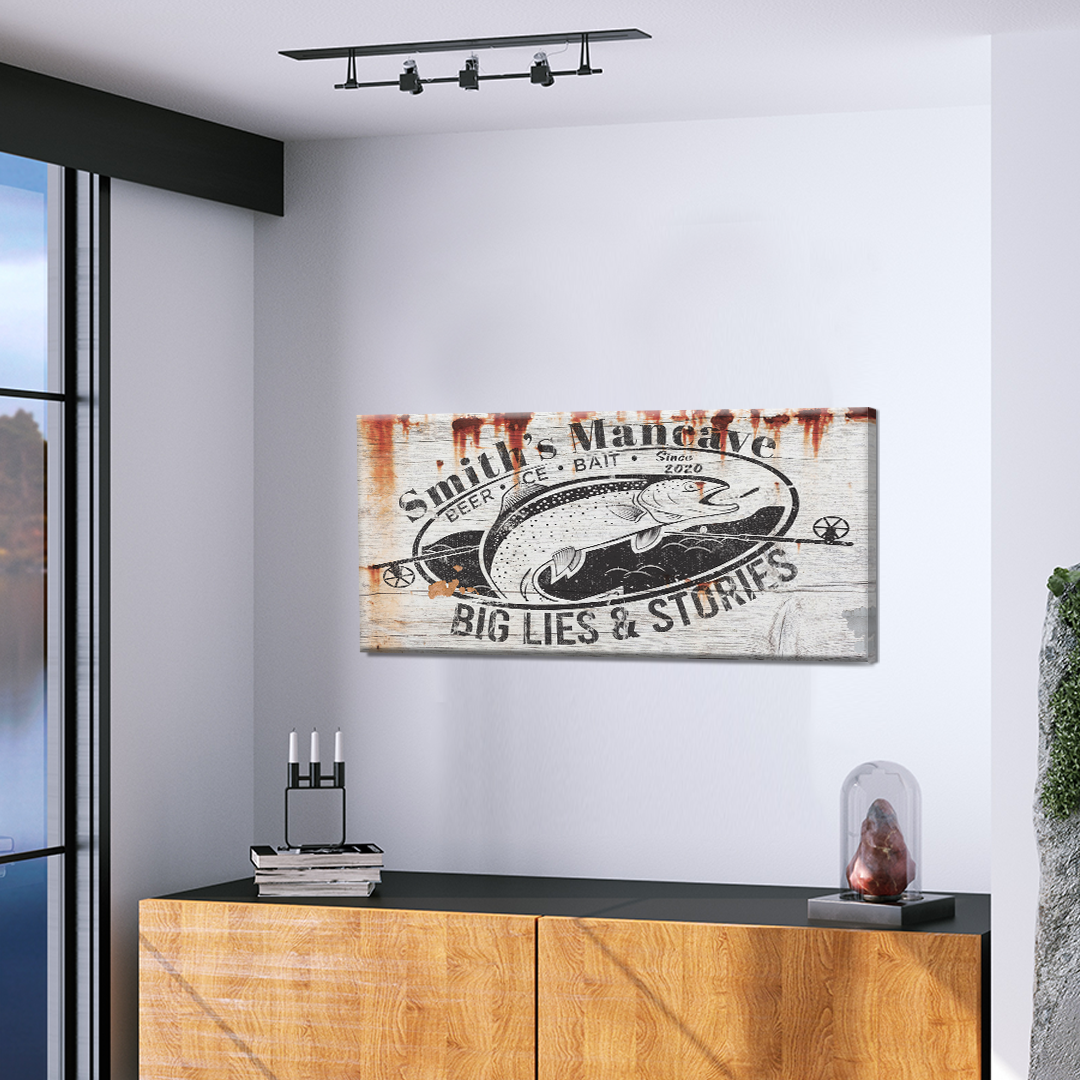 Man Cave Fishing Sign Style 1 - Image by Tailored Canvases