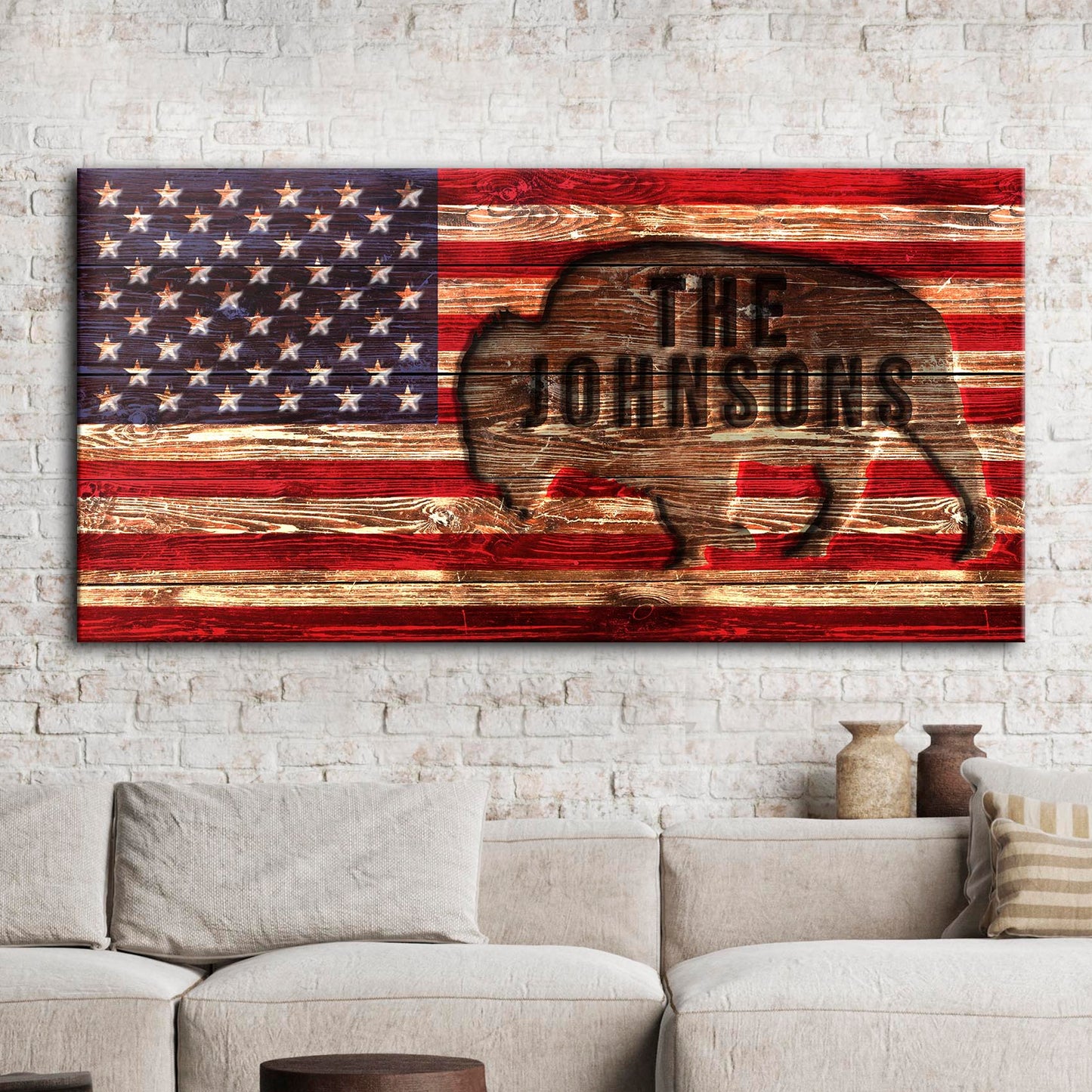 Rustic American Flag Sign Style 2 - Image by Tailored Canvases