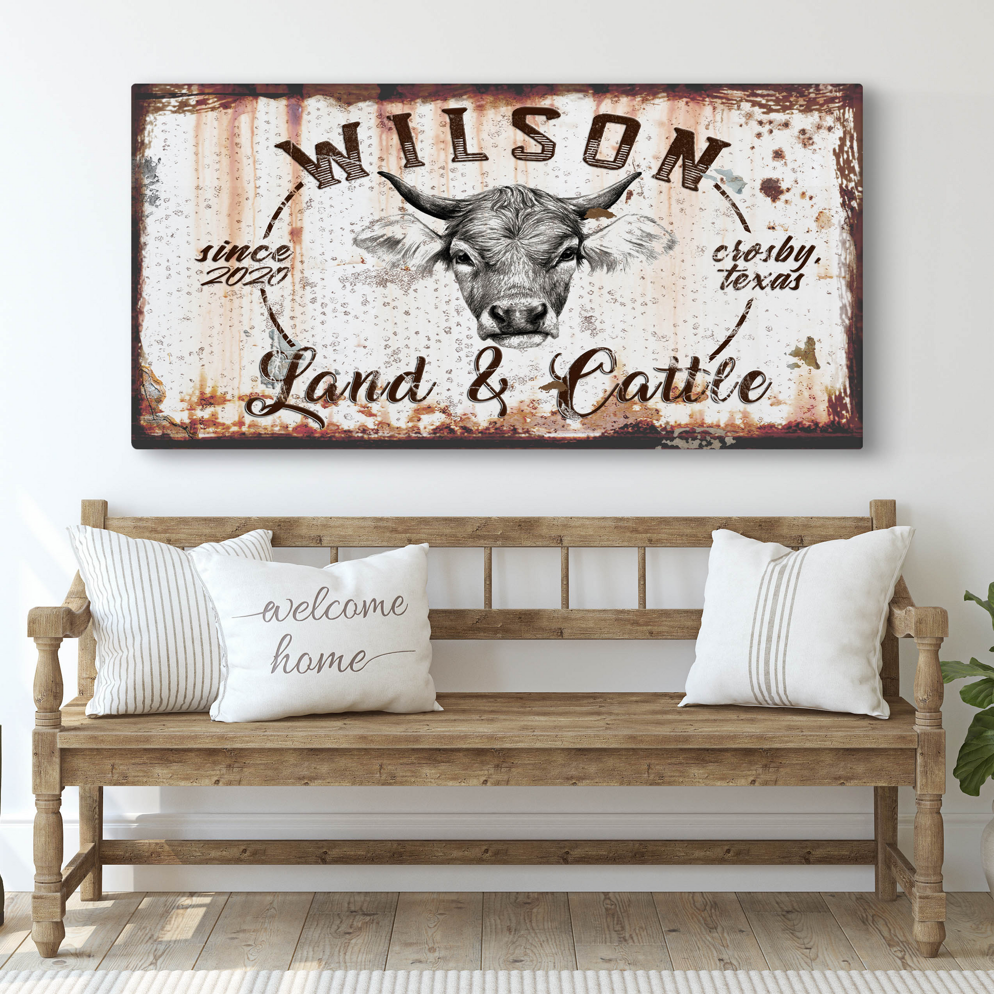 Land and Cattle Decor Sign - Image by Tailored Canvases