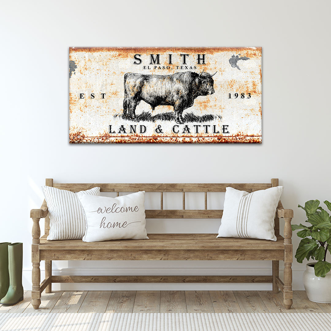 Land and Cattle Rustic Sign - Image by Tailored Canvases