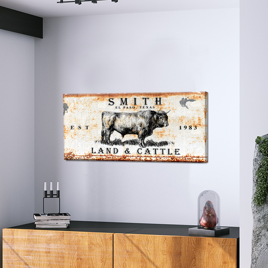 Land and Cattle Rustic Sign - Image by Tailored Canvases