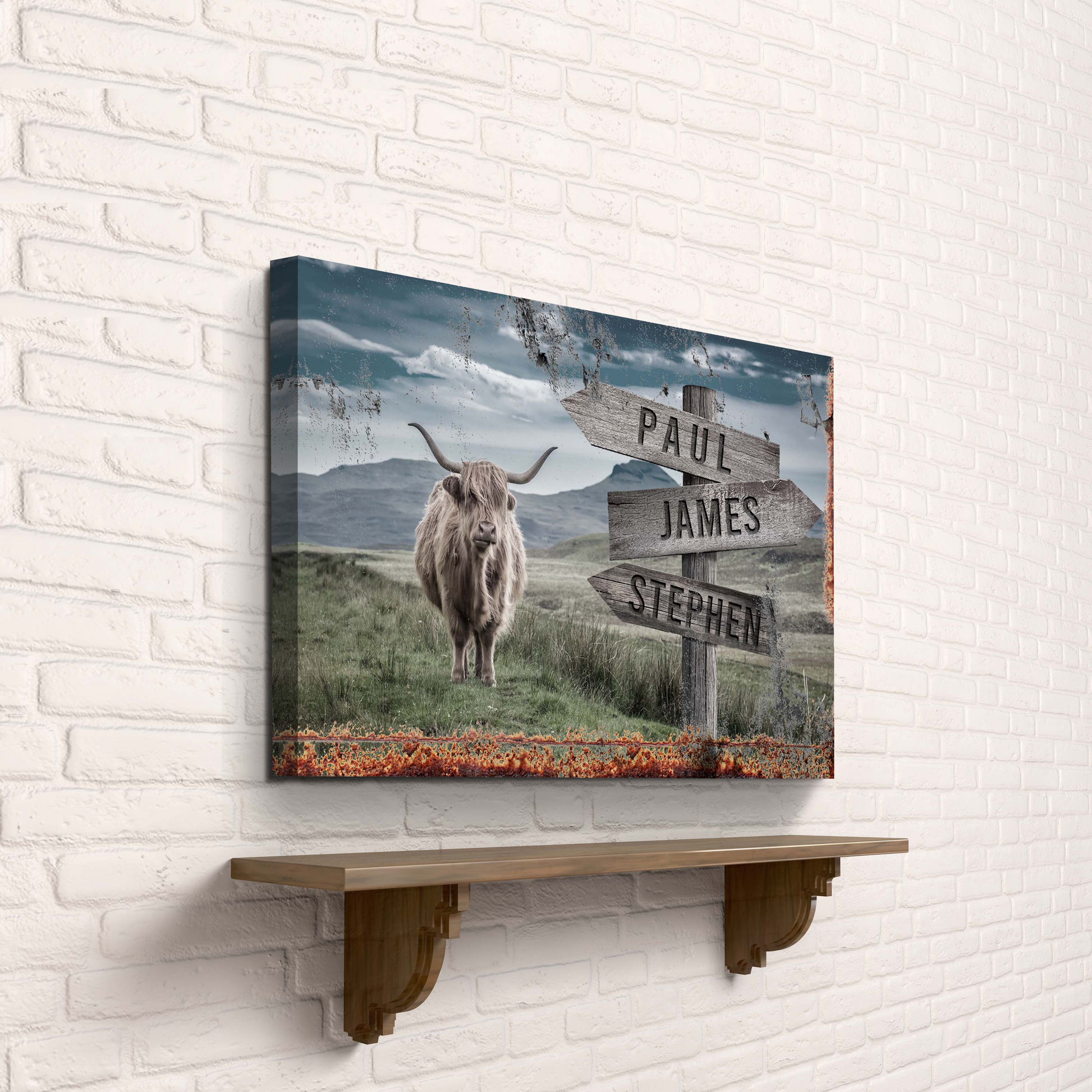Angus Cattle Rustic Sign Style 1 - Image by Tailored Canvases