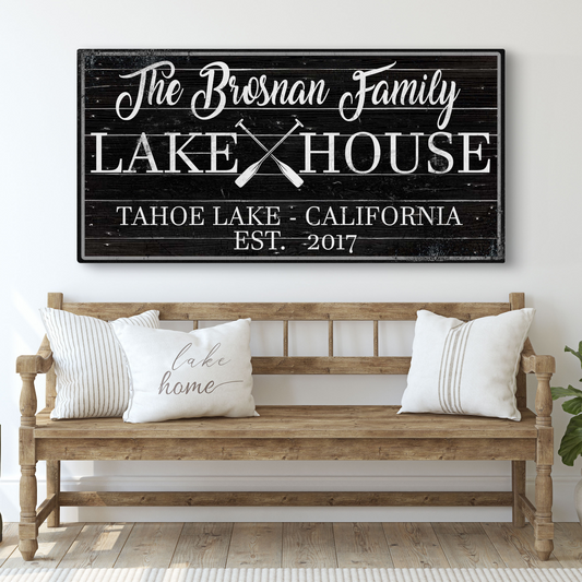 Family Lake House Paddle Sign Style 3 - Image by Tailored Canvases