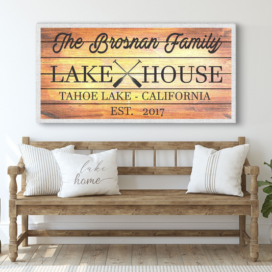 Family Lake House Paddle Sign Style 4 - Image by Tailored Canvases