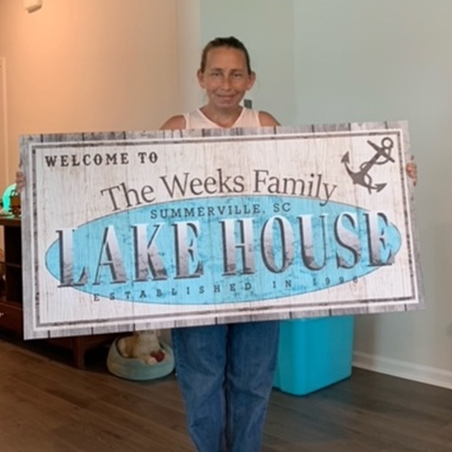 Vintage Family Lake House Sign Style 1 - Image by Tailored Canvases