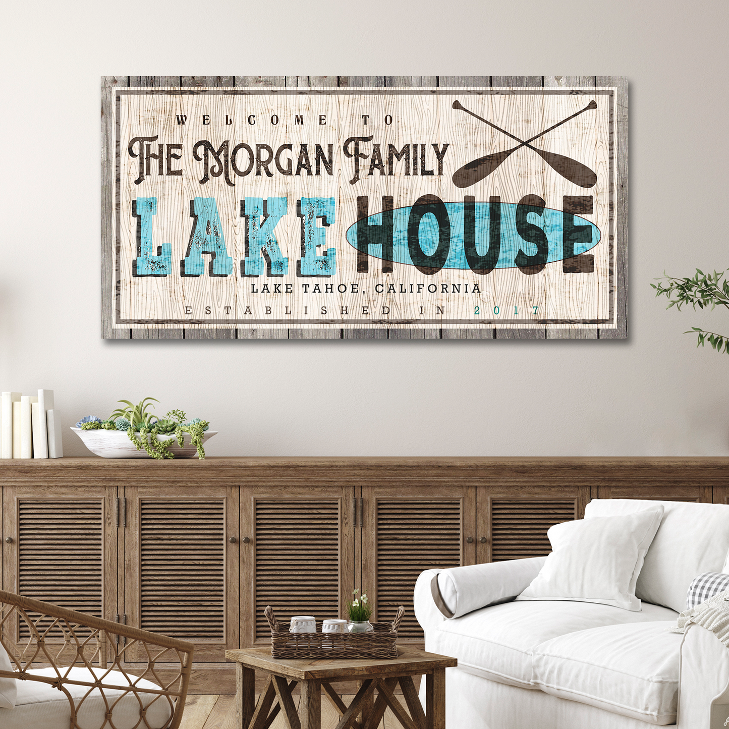 Vintage Family Lake House Sign - Image by Tailored Canvases