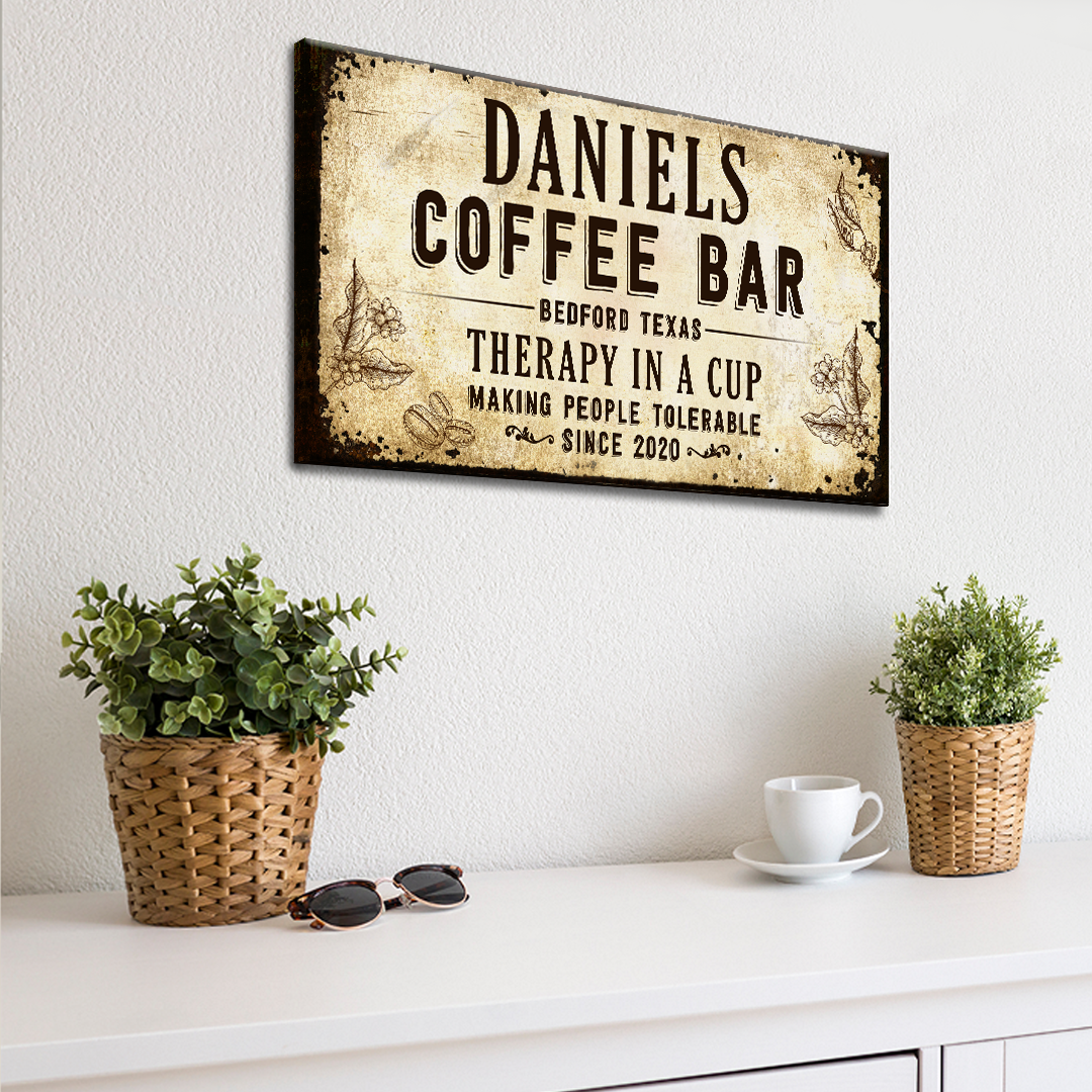 Therapy In A Cup Coffee Bar Sign Style 1 - Image by Tailored Canvases