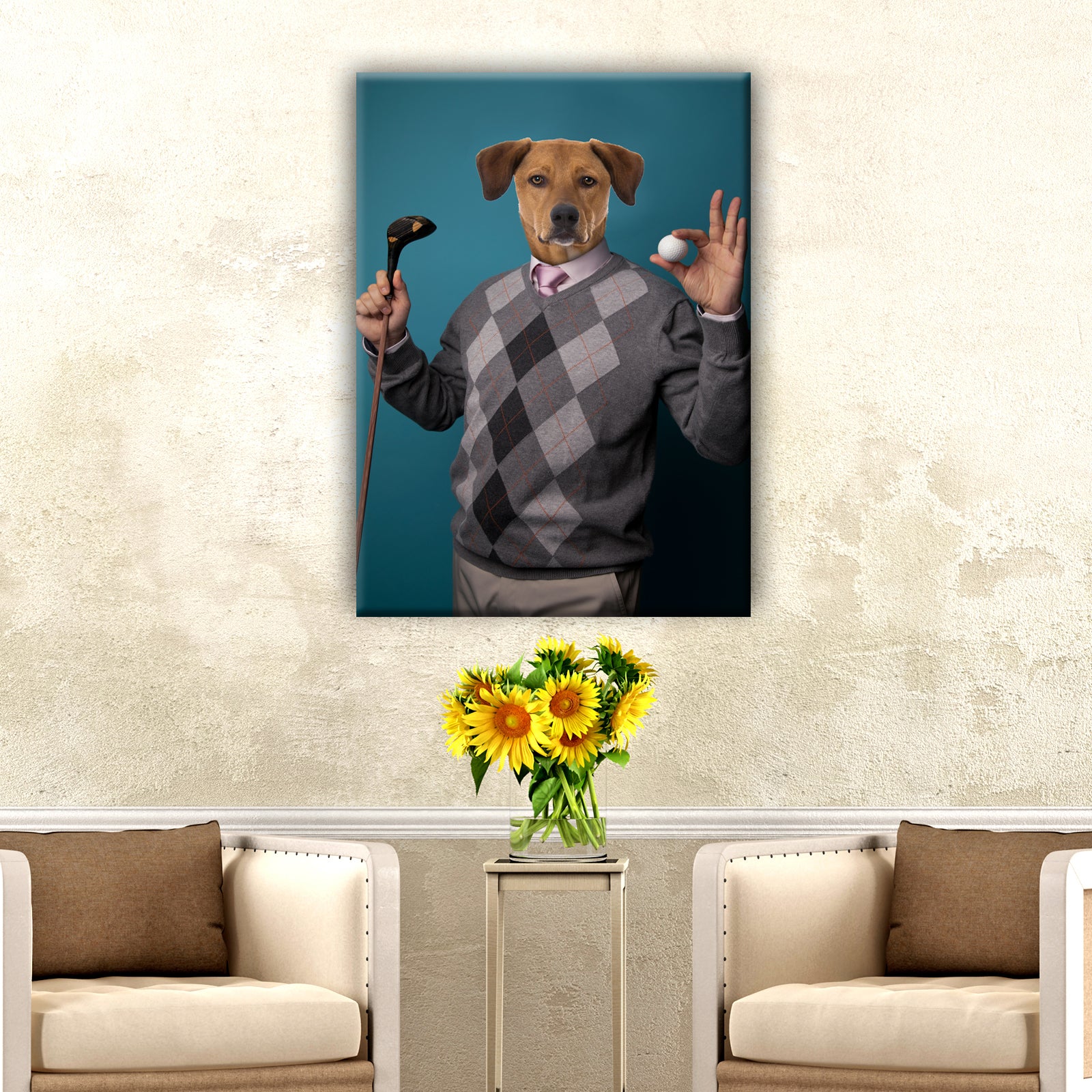 Pet Golf Portrait Sign Style 2 - Image by Tailored Canvases