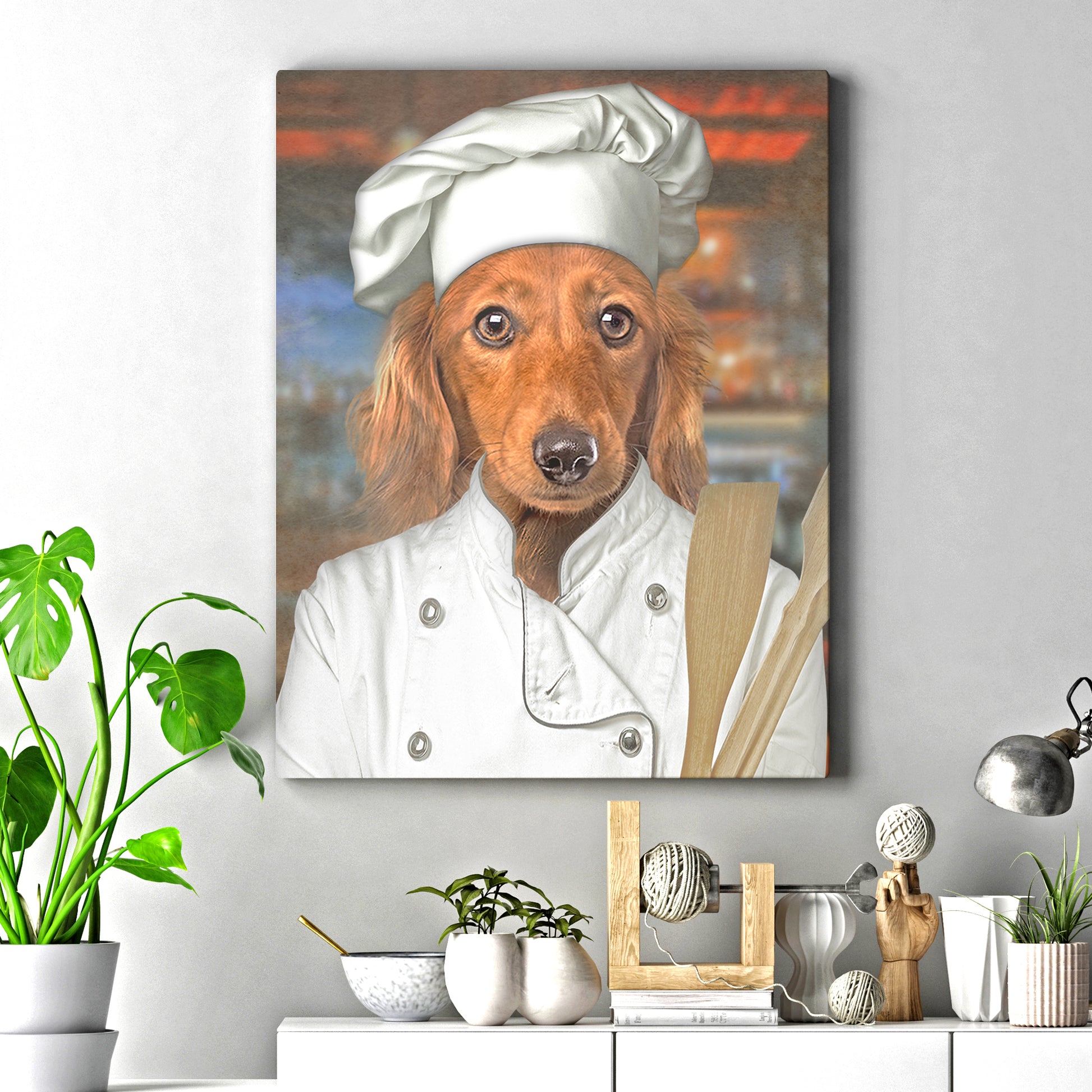 Pet Chef Portrait - Dachshund Long Coat Sign - Image by Tailored Canvases
