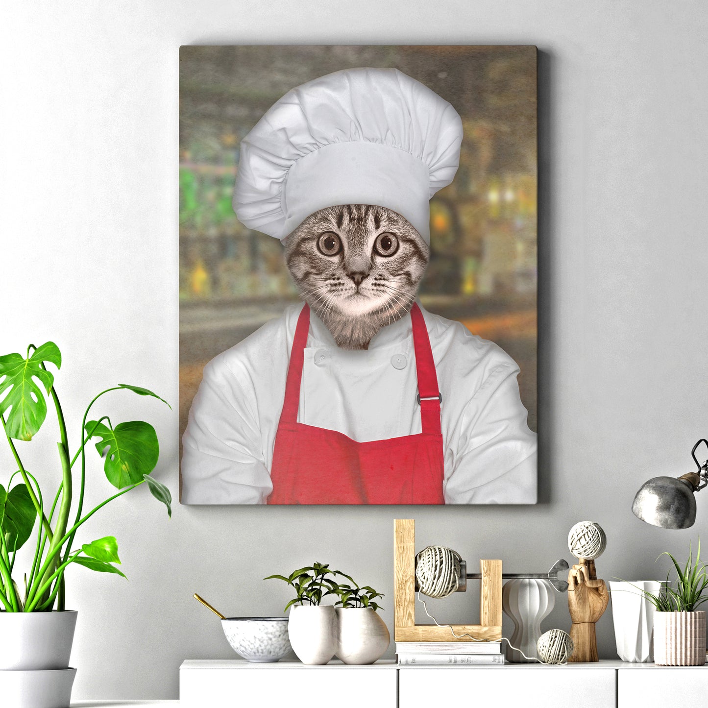 Pet Chef Portrait - Tabby Cat | Customizable Canvas - Image by Tailored Canvases