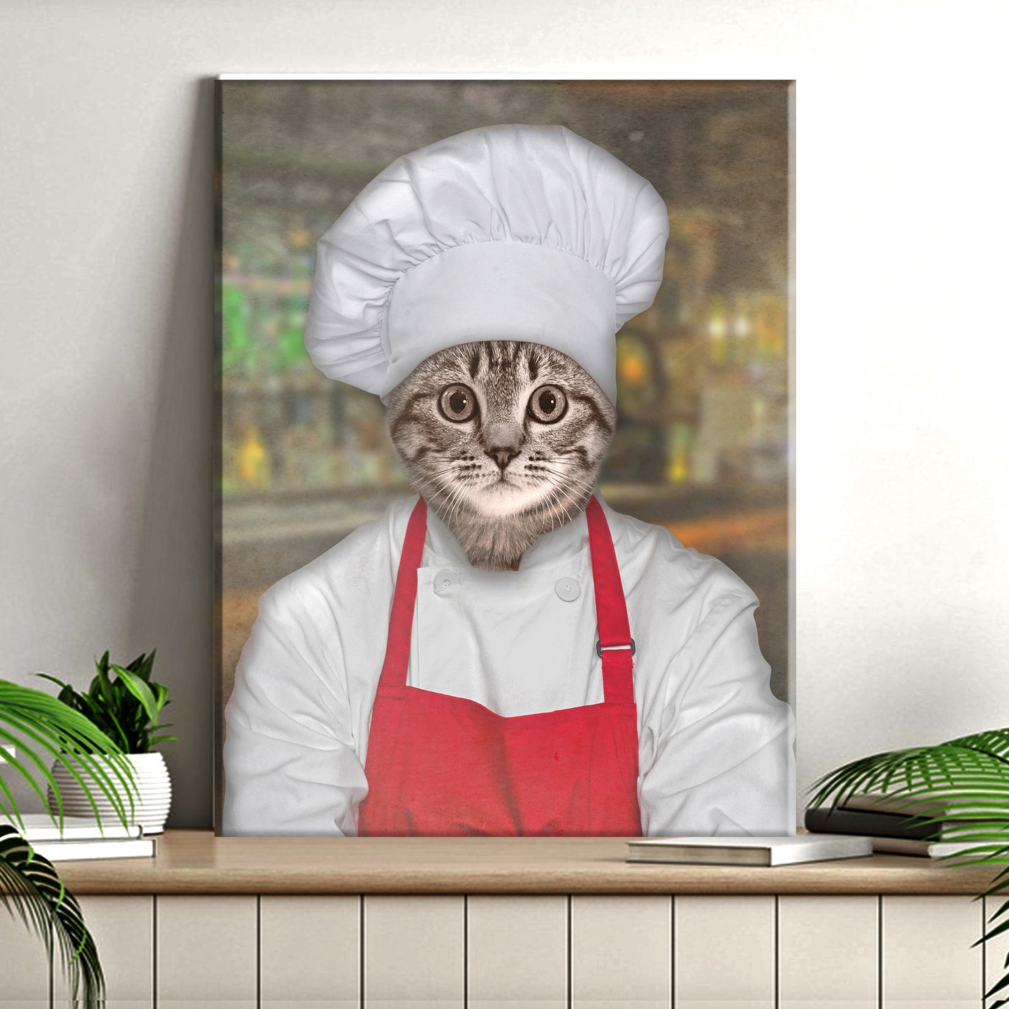 Pet Chef Portrait - Tabby Cat | Customizable Canvas Style 1 - Image by Tailored Canvases