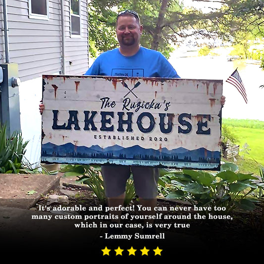 Family Lake House Vintage Sign - Image by Tailored Canvases