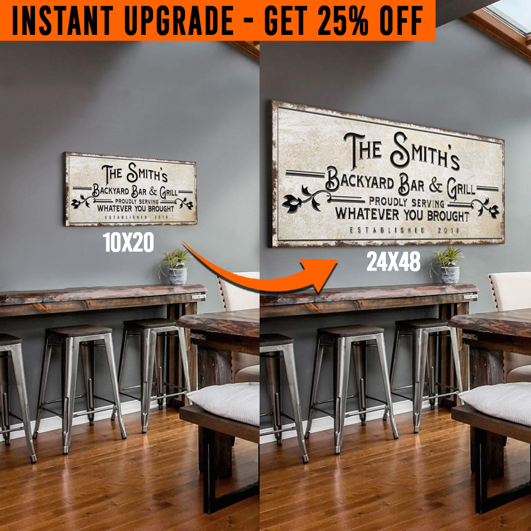 Upgrade Your 'Backyard Bar and Grill' (Style 1) Canvas To 24x48 Inches- Image by Tailored Canvases