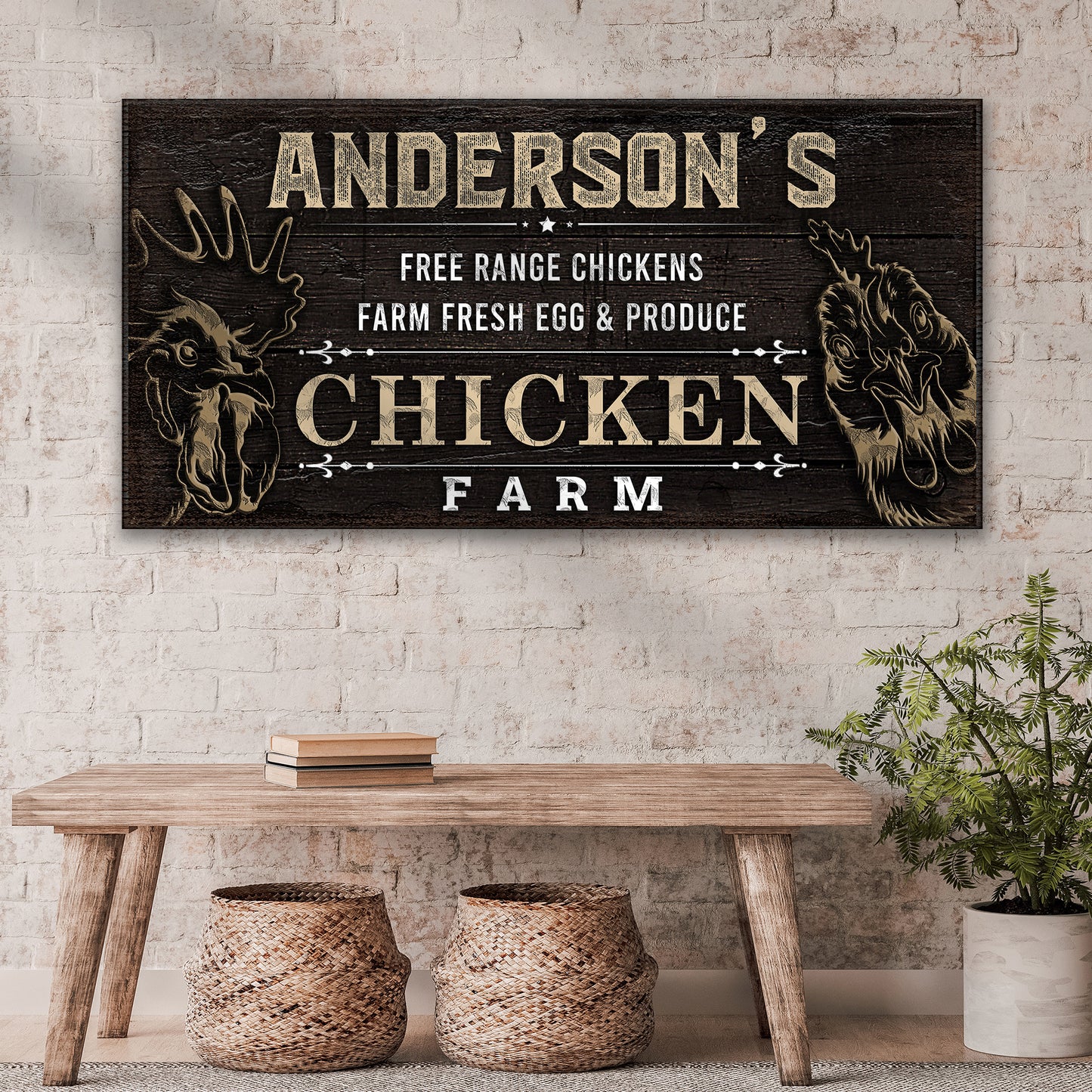 Free Range Chickens Farm Fresh Egg & Produce Chicken Farm Sign | Customizable Canvas