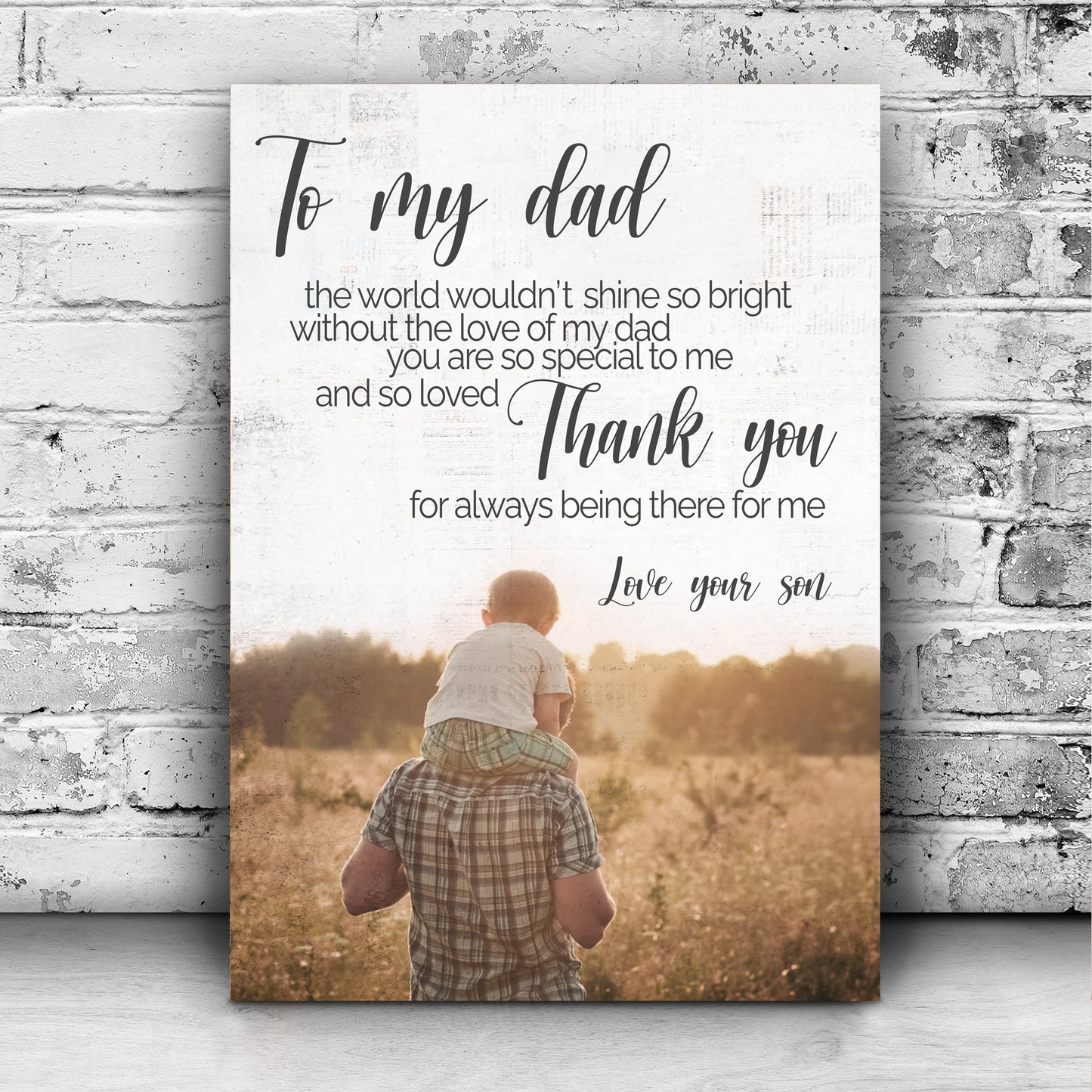 To My Dad Thank You Happy Father's Day Sign  - Image by Tailored Canvases
