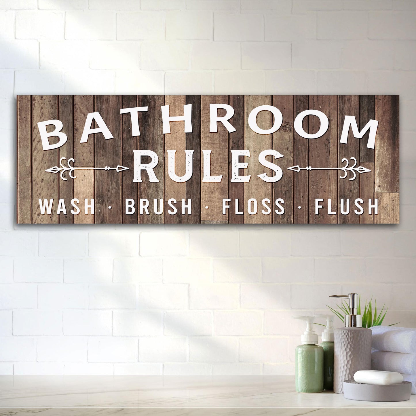 Bathroom Rules Wash Sign - Image by Tailored Canvases