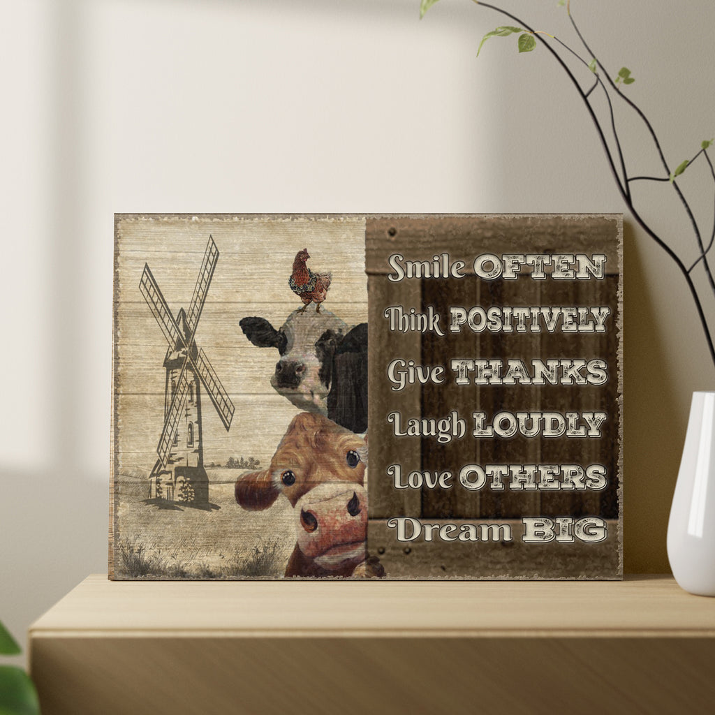 Smile Often Think Positively Dream Big Sign by Tailored Canvases