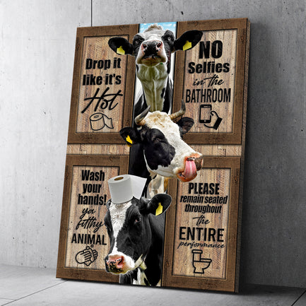 Cow Bathroom Rules Sign II - Image by Tailored Canvases