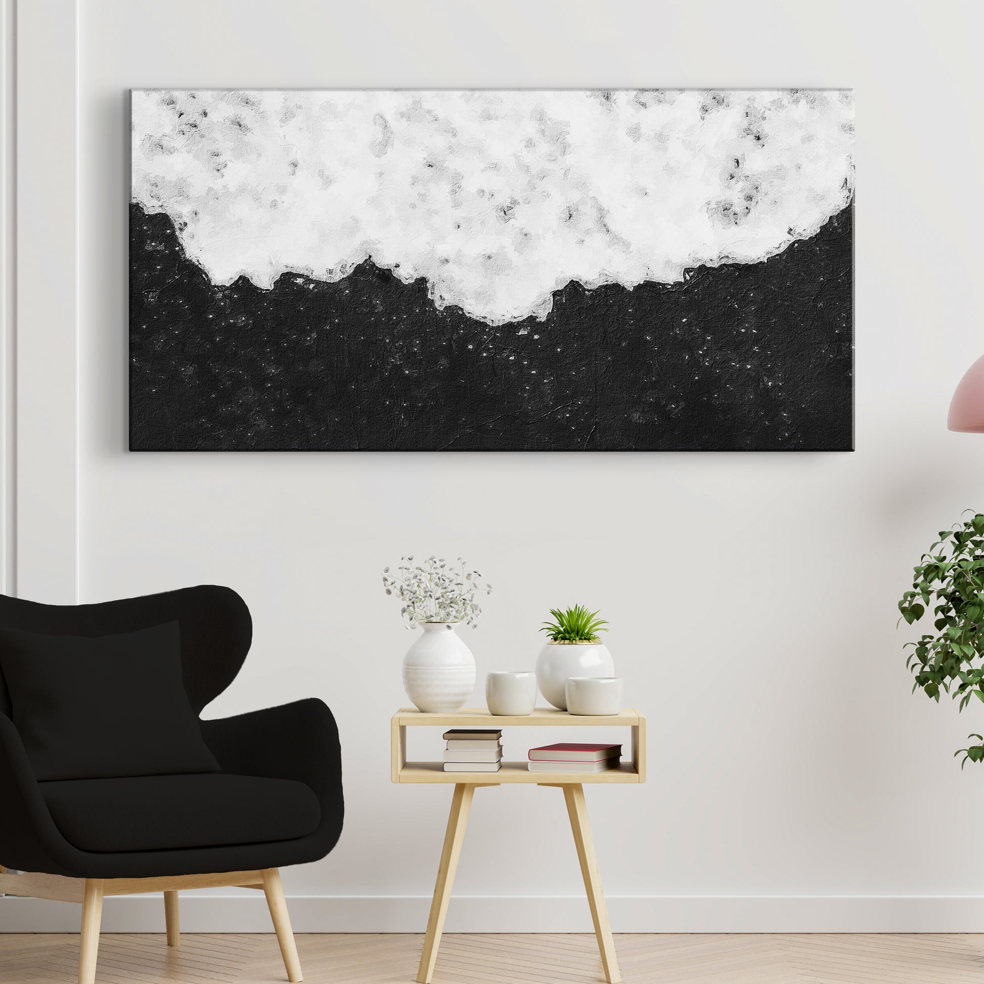 Black And White Textured Painting Canvas Wall Art - Image by Tailored Canvases