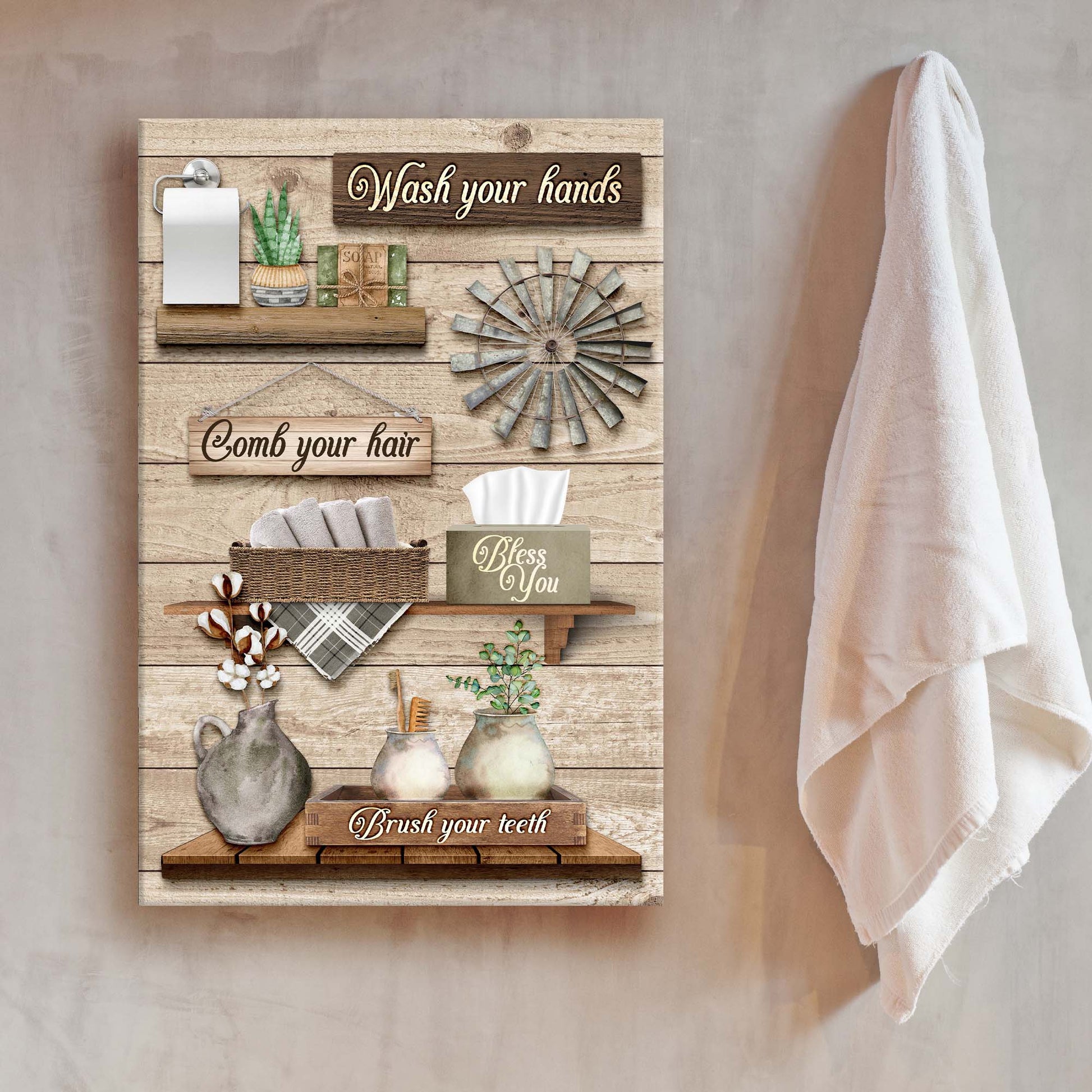 Wash Your Hands Bathroom Sign  - Image by Tailored Canvases