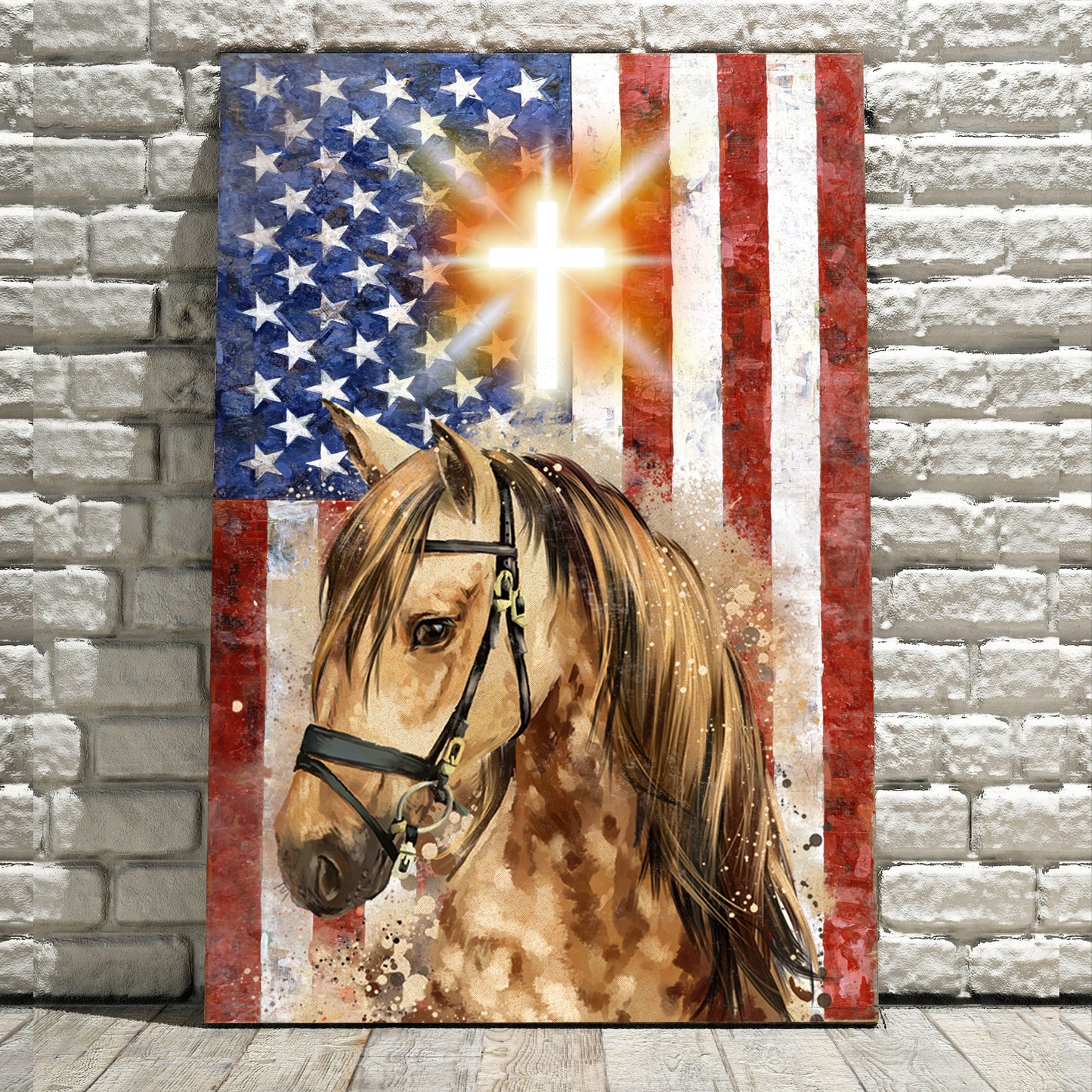 Patriot Horse American Flag Canvas Wall Art - Image by Tailored Canvases