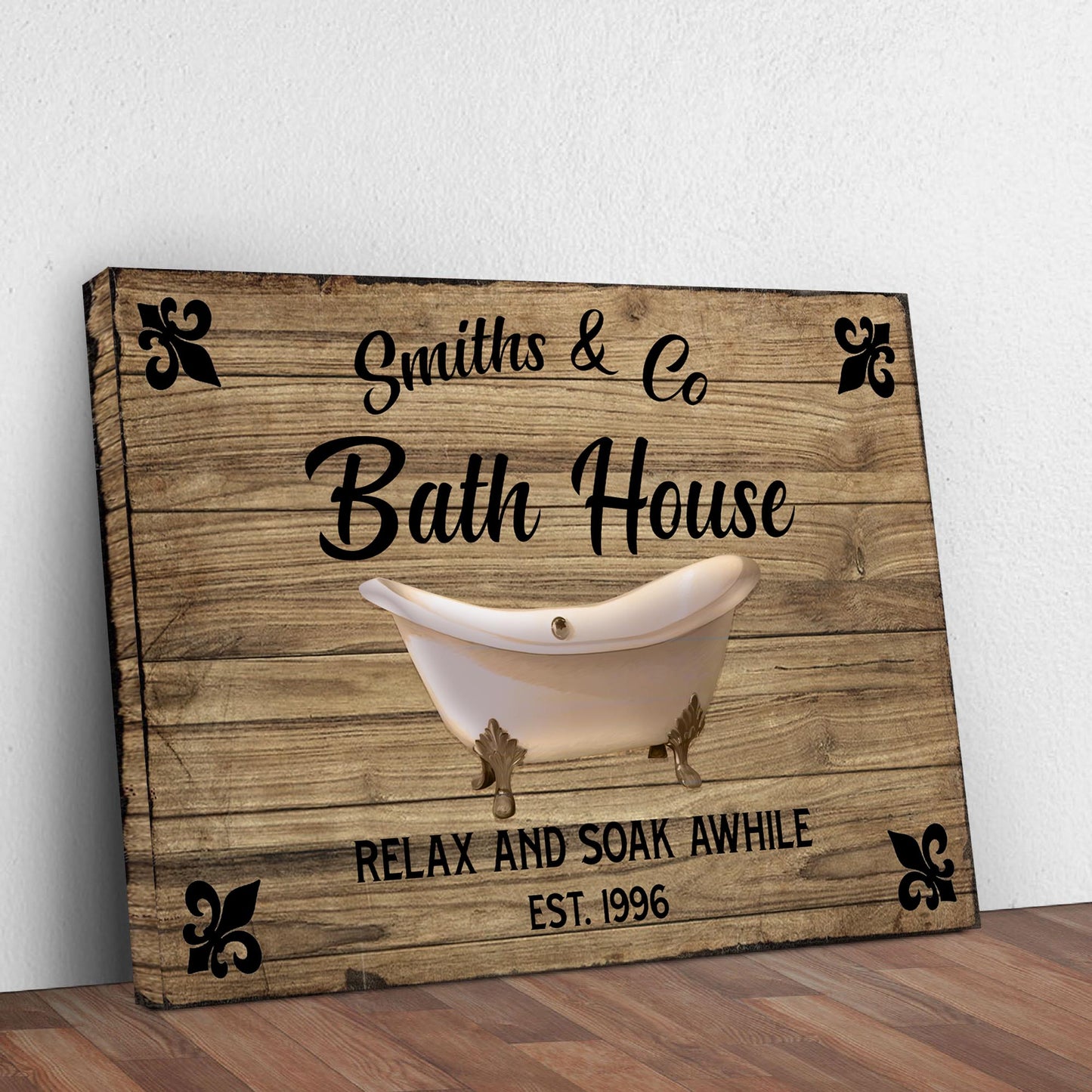 Relax And Soak Awhile Family Bath House Sign Style 1 - Image by Tailored Canvases