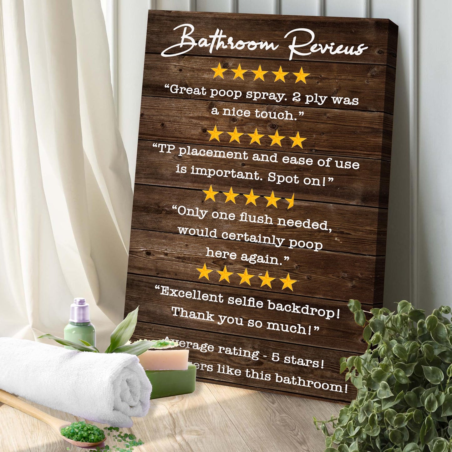 Bathroom Reviews Sign II Style 1 - Image by Tailored Canvases