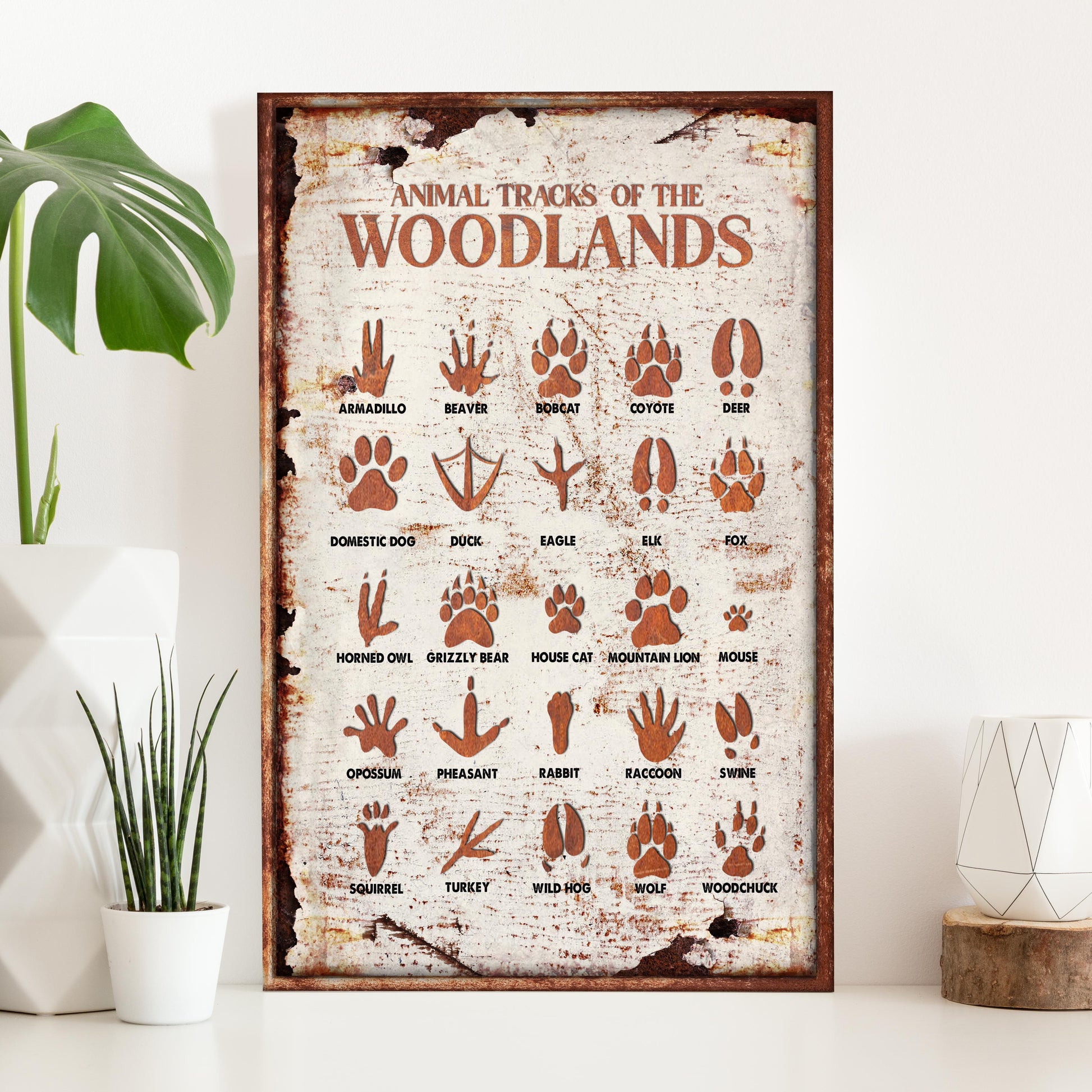 Animal Tracks Of The Woodlands Sign Style 1 - Image by Tailored Canvases