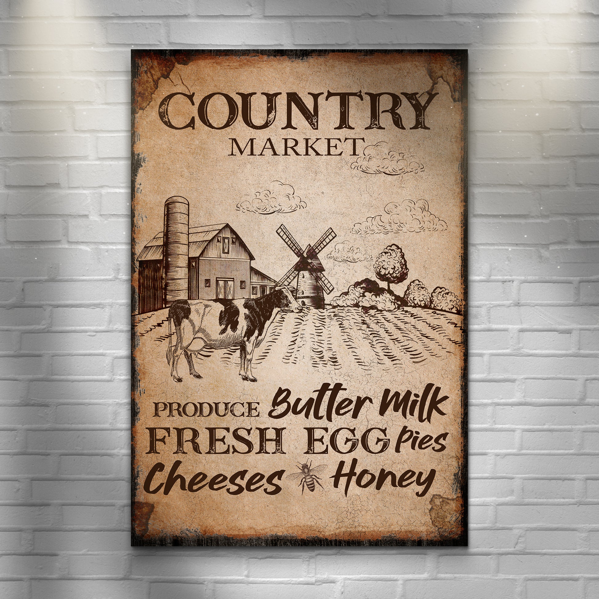 Produce Butter Milk , Fresh Egg Pie Country Market Sign Style 1 - Image by Tailored Canvases