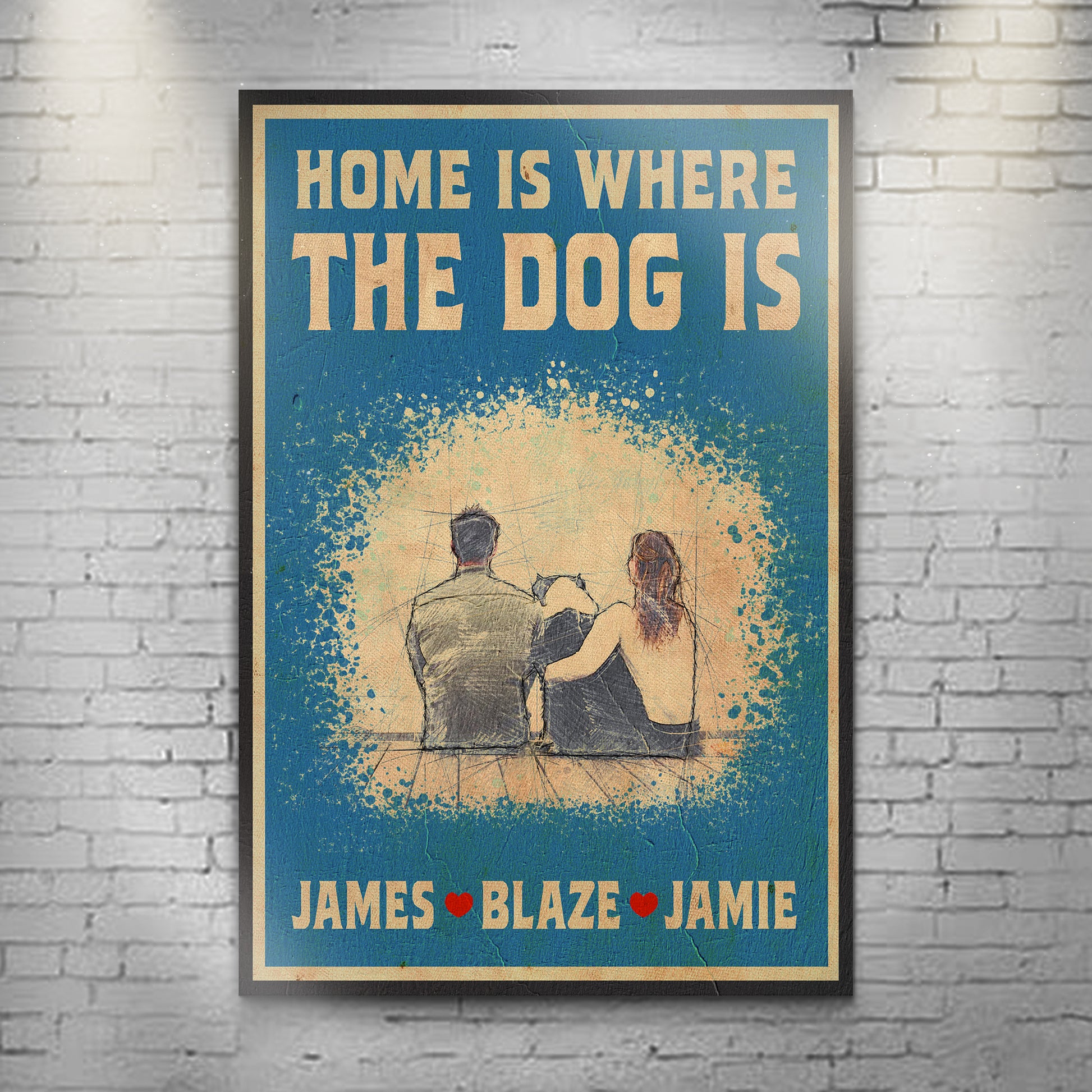 Home Is Where The Dog Is Sign | Customizable Canvas