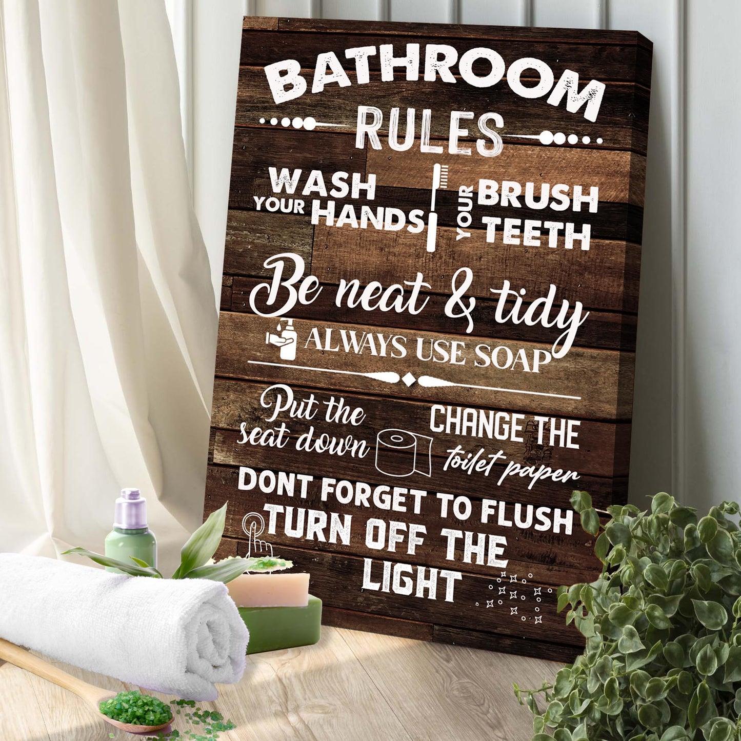 Family Bathroom Rules Sign - Image by Tailored Canvases