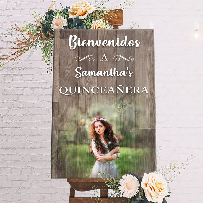 Quinceañera Welcome Sign | Customizable Canvas - Image by Tailored Canvases