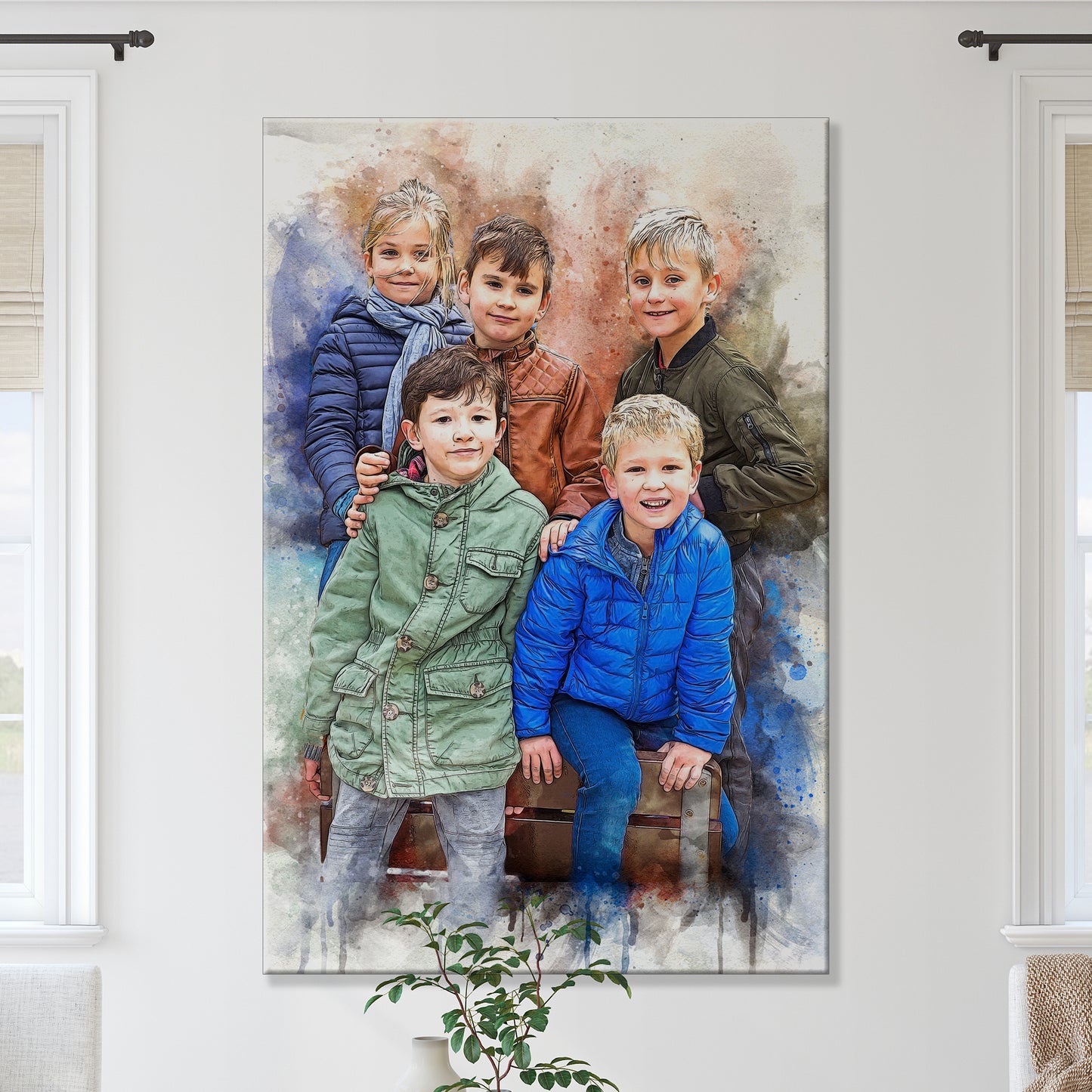 Family Watercolor Portrait Sign II  - Image by Tailored Canvases