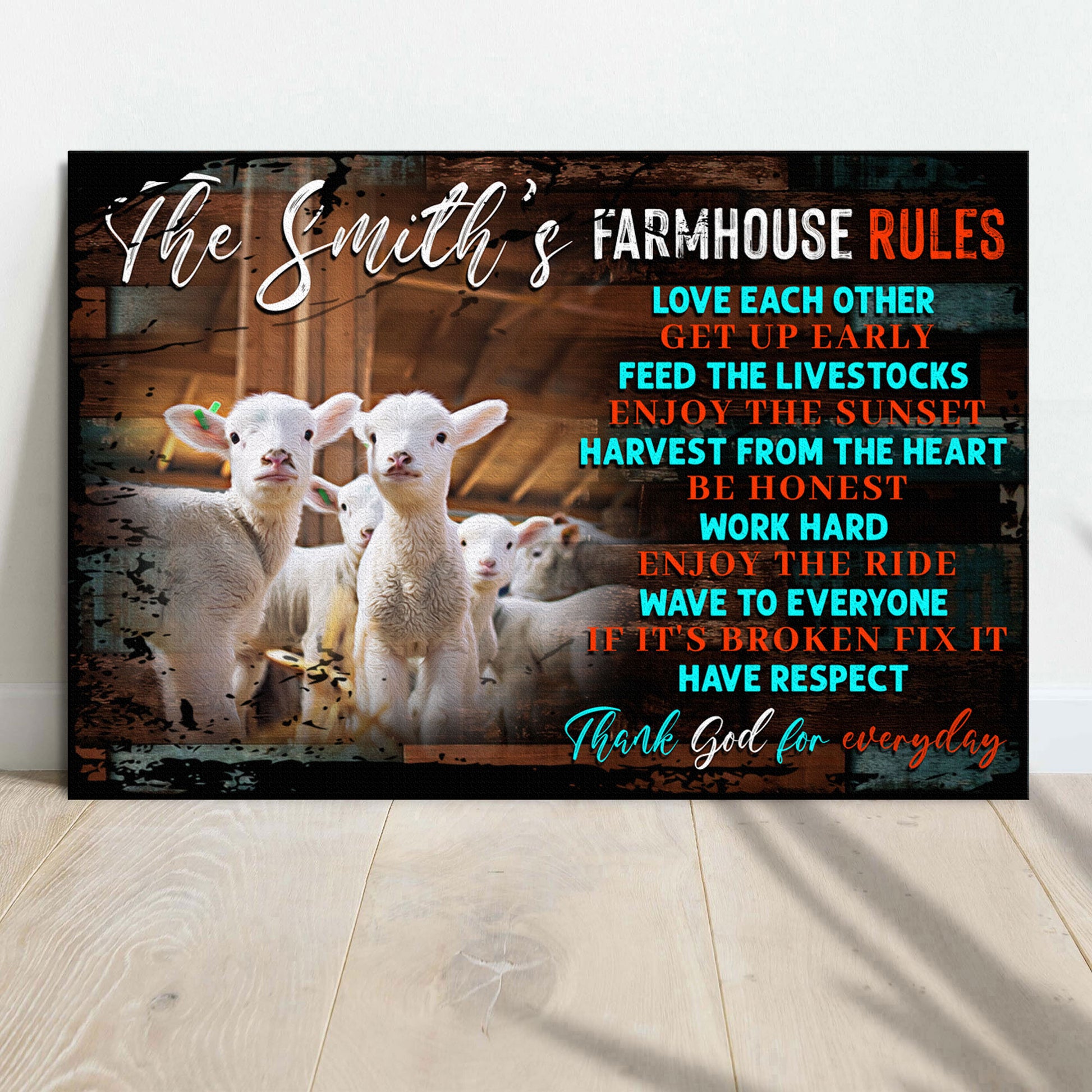 Family Farmhouse Rules Sign Style 1 - Image by Tailored Canvases