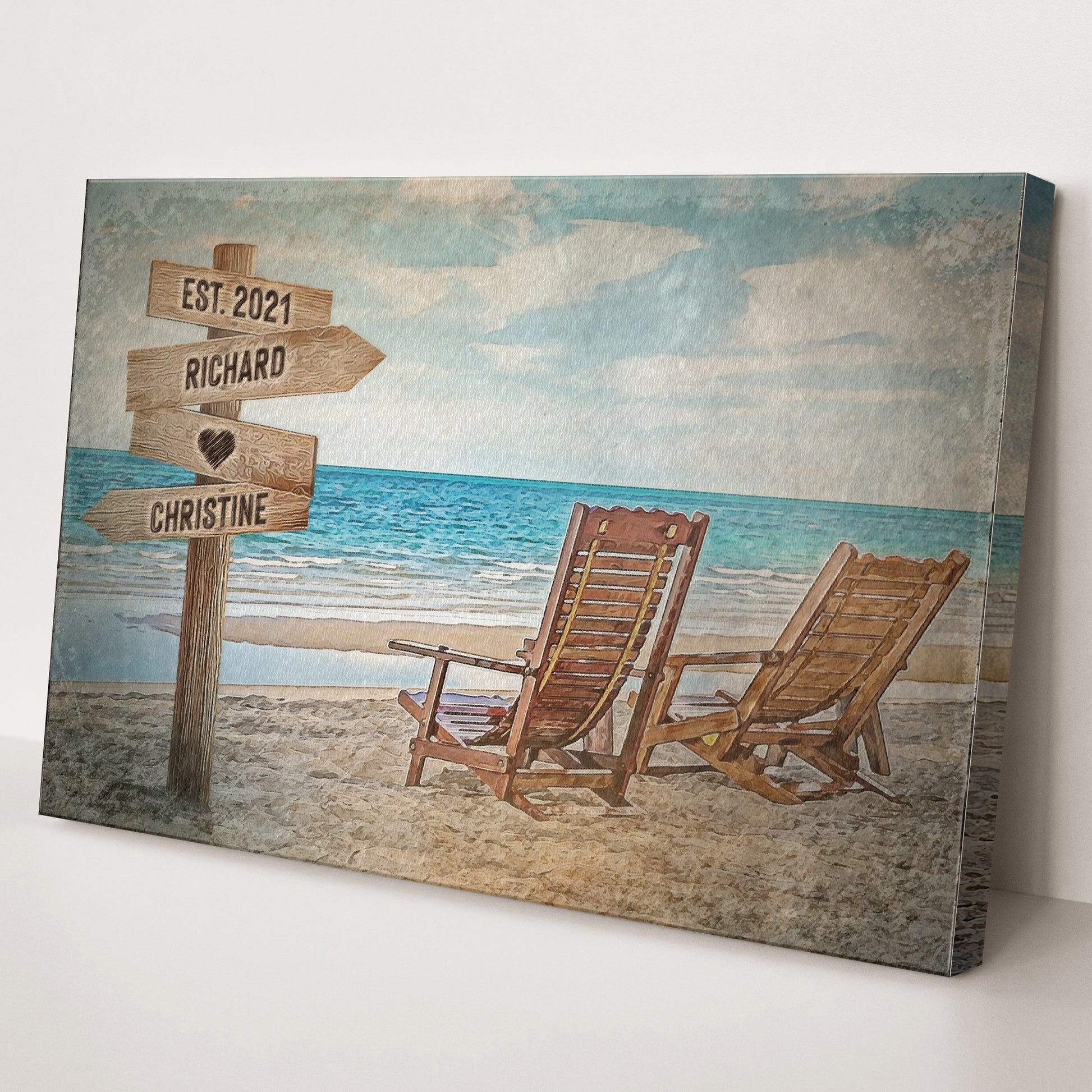 Beach Couple Names Sign Style 1 - Image by Tailored Canvases
