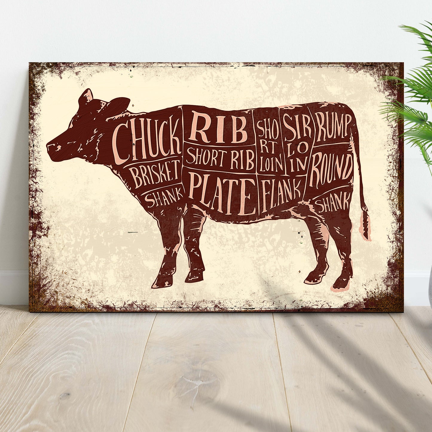 Cow Butcher Kitchen Sign Style 1 - Image by Tailored Canvases