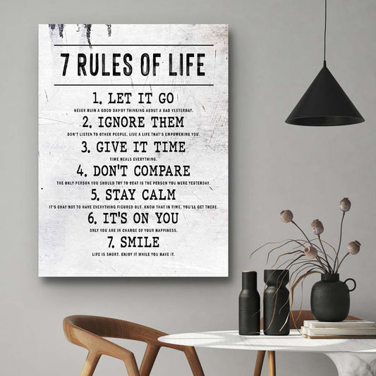7 Rules Of Life Sign - Image by Tailored Canvases