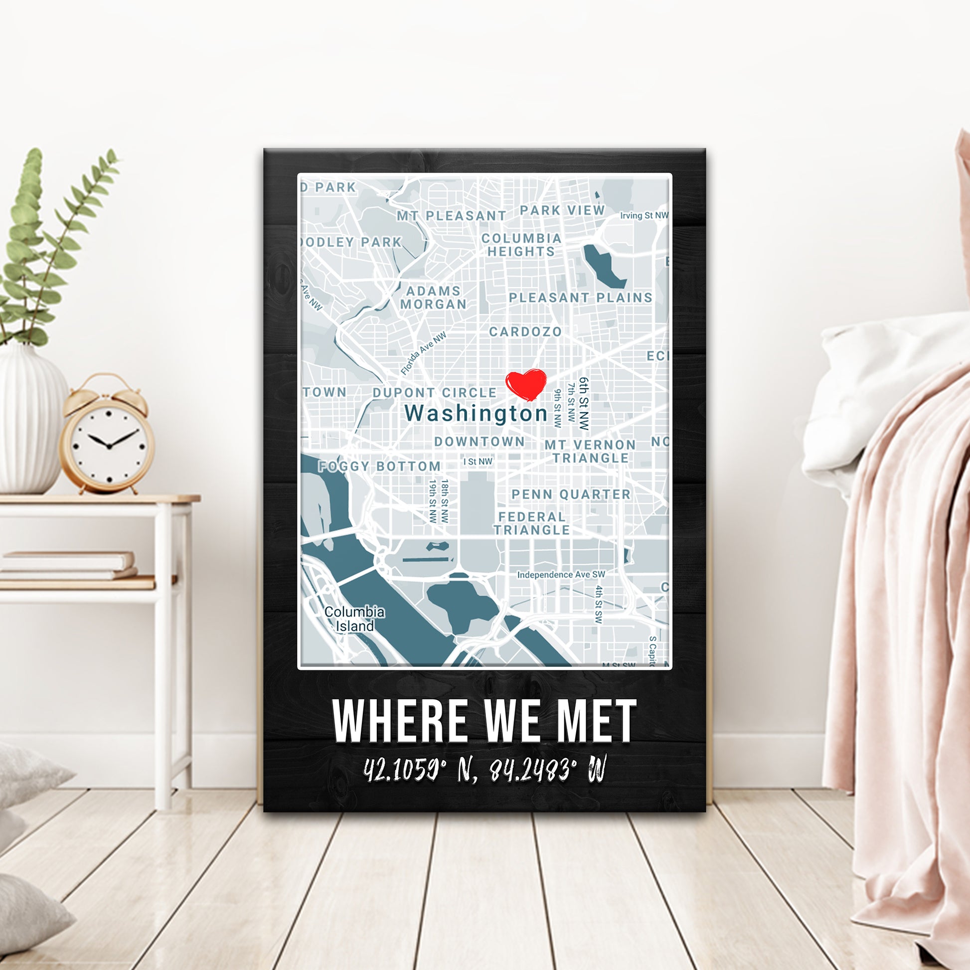 Where We Met Map Sign | Customizable Canvas - Image by Tailored Canvases
