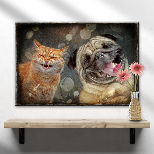 Happy Cat Happy Dog Pet Canvas Wall Art - Image by Tailored Canvases