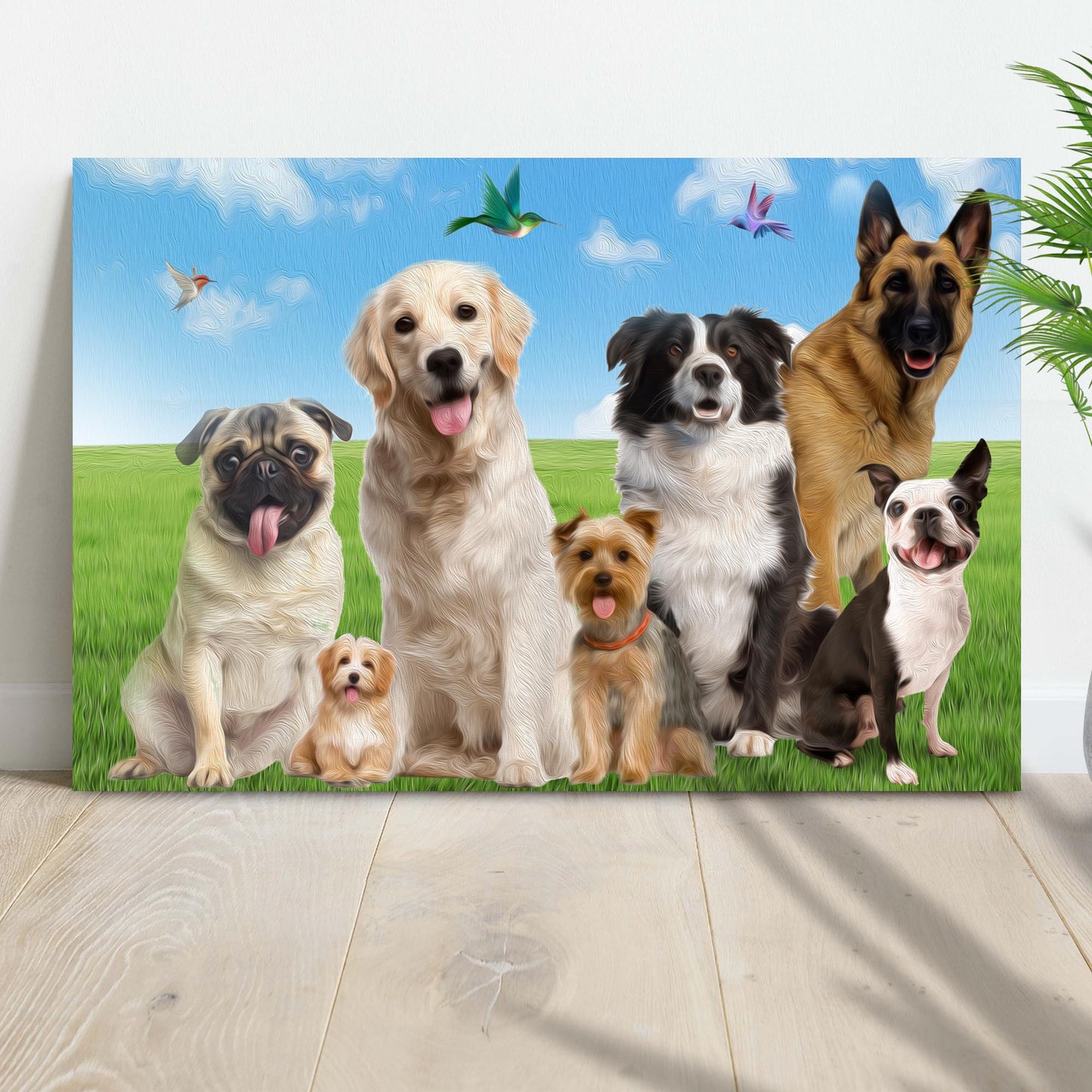 Happy Dogs Pet Canvas Wall Art Style 1 - Image by Tailored Canvases