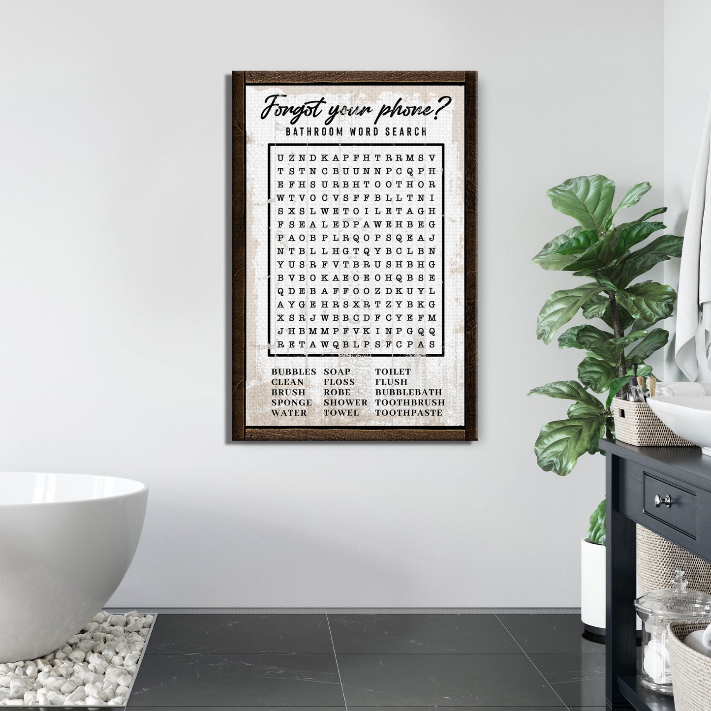 Bathroom Word Search Sign Style 1 - Image by Tailored Canvases