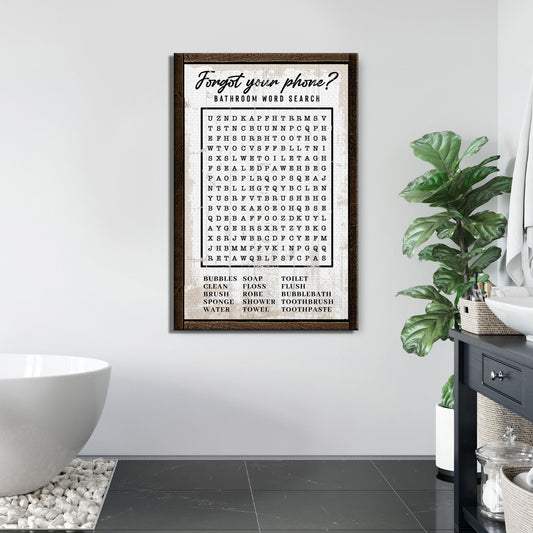 Bathroom Word Search Sign - Image by Tailored Canvases